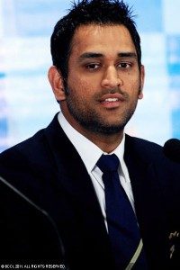 MS Dhoni during a press meet in Chennai